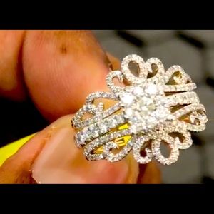 Real Diamond Custom Ring 10k solid gold Bridal Set